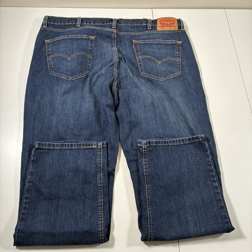 Levi's 541 Jeans 42x30 Athletic Taper Blue Faded Whisker USA Cowboy (Tag 42x32) - Picture 5 of 10
